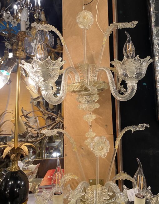 1950/70′ Pair of Wall Lamps with 2 Arms of Light in Murano Crystal With Gold Flakes 45 H X 38 X 20 cm - Image 2