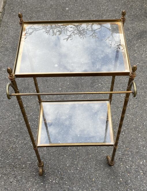 1950/70′ Maison Bagués Rolling Trolley Bronze Decor Bamboo With Towel Holder 38 X 35 X H 75 cm - Image 10
