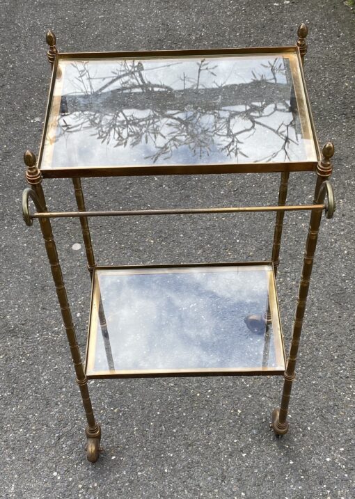 1950/70′ Maison Bagués Rolling Trolley Bronze Decor Bamboo With Towel Holder 38 X 35 X H 75 cm - Image 9