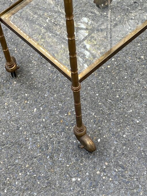 1950/70′ Maison Bagués Rolling Trolley Bronze Decor Bamboo With Towel Holder 38 X 35 X H 75 cm - Image 8
