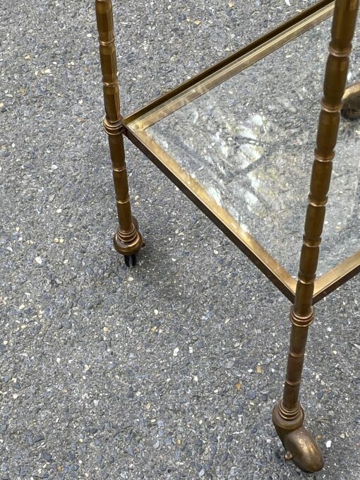 1950/70′ Maison Bagués Rolling Trolley Bronze Decor Bamboo With Towel Holder 38 X 35 X H 75 cm - Image 7