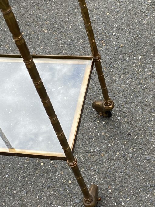 1950/70′ Maison Bagués Rolling Trolley Bronze Decor Bamboo With Towel Holder 38 X 35 X H 75 cm - Image 3