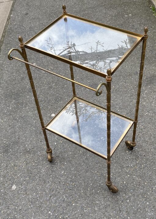 1950/70′ Maison Bagués Rolling Trolley Bronze Decor Bamboo With Towel Holder 38 X 35 X H 75 cm