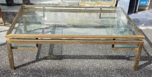 1970′ Table Basse Rectangulaire Guy Lefevre Pour Jansen En Laiton Et Vitres 127 x 88 cm H 38 cm – Image 12