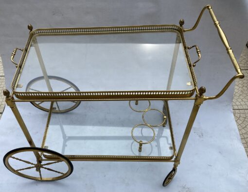 1950/70 Maison Jansen Rolling Trolley In Brass And Gilt Bronze