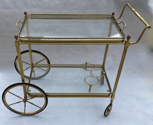 1950/70 Maison Jansen Rolling Trolley In Brass And Gilt Bronze - Image 7