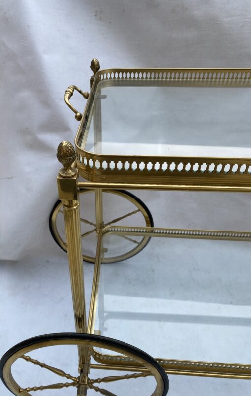 1950/70 Maison Jansen Rolling Trolley In Brass And Gilt Bronze - Image 3
