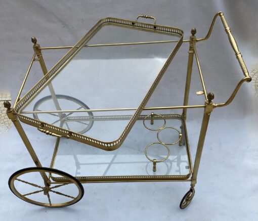 1950/70 Maison Jansen Rolling Trolley In Brass And Gilt Bronze - Image 2