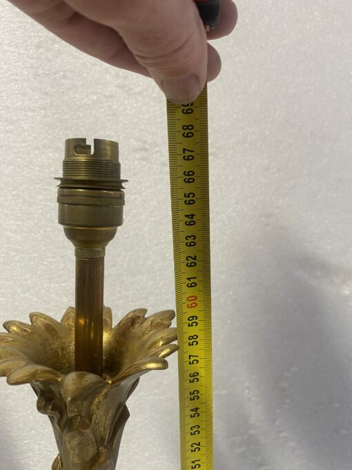 1970' Pair Of Bronze Lamps Maison Bagués Decor Palm Tree H 68 Ø 14 cm - Image 12