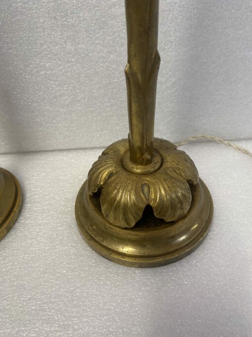1970' Pair Of Bronze Lamps Maison Bagués Decor Palm Tree H 68 Ø 14 cm - Image 8