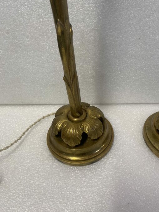 1970' Pair Of Bronze Lamps Maison Bagués Decor Palm Tree H 68 Ø 14 cm - Image 5