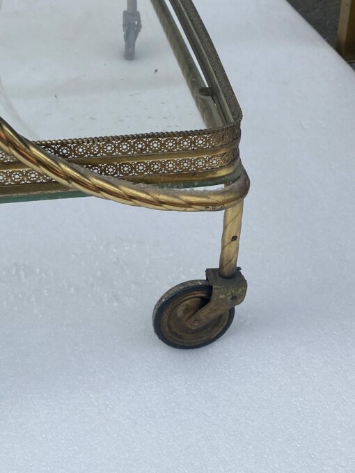 1970′ Rolling Bar in Bronze and Golden Brass Maison Baguès Ou Charles Ou Jansen Napoleon Decor 3 Fixed Trays - Image 16