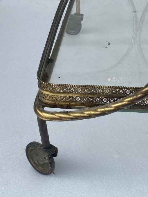 1970′ Rolling Bar in Bronze and Golden Brass Maison Baguès Ou Charles Ou Jansen Napoleon Decor 3 Fixed Trays - Image 15