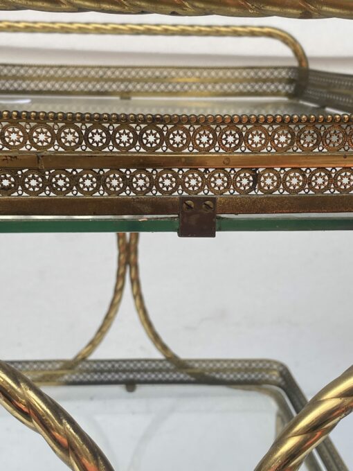 1970′ Rolling Bar in Bronze and Golden Brass Maison Baguès Ou Charles Ou Jansen Napoleon Decor 3 Fixed Trays - Image 12
