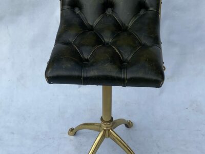 1970' Chaise De Musicien Harpiste Bronze Et Cuir