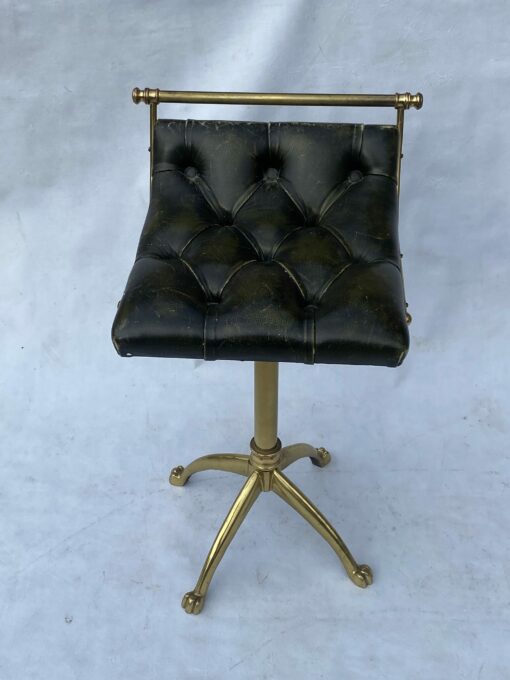 1970' Chaise De Musicien Harpiste Bronze Et Cuir