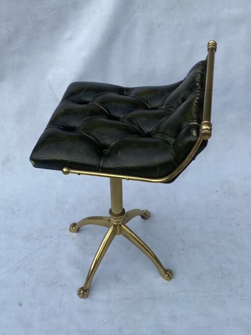 1970' Chaise De Musicien Harpiste Bronze Et Cuir – Image 15