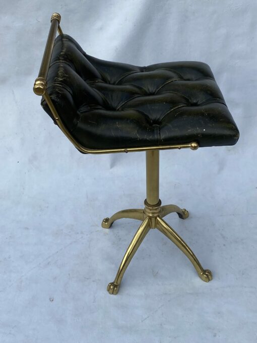 1970' Chaise De Musicien Harpiste Bronze Et Cuir – Image 12