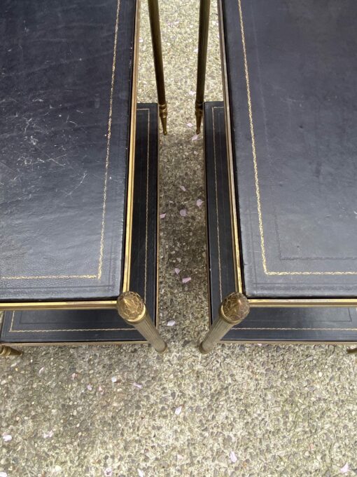 1970′ Pair Of 2-Tier Sofa Ends Maison Jansen Vintage Leather Trays 62 X 34 X H 53 cm - Image 6