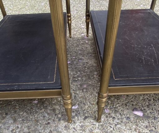 1970′ Pair Of 2-Tier Sofa Ends Maison Jansen Vintage Leather Trays 62 X 34 X H 53 cm - Image 5
