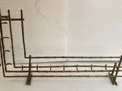 1970′ Wall Corner Coat and Hat Rack Bamboo Decor Maison Baguès in Bronze 113 X 73 H 20 cm