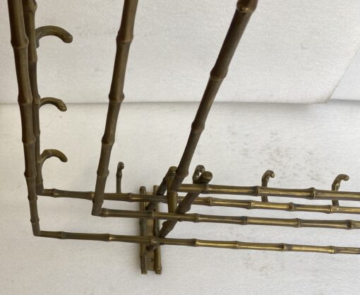1970′ Porte Manteaux Et Chapeaux D' Angle Mural  Decor Bambou Maison Baguès en Bronze  113 X 73 H 20 cm – Image 20