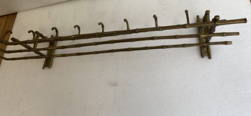 1970′ Porte Manteaux Et Chapeaux D' Angle Mural  Decor Bambou Maison Baguès en Bronze  113 X 73 H 20 cm – Image 19