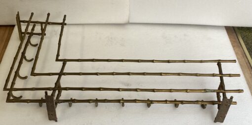 1970′ Porte Manteaux Et Chapeaux D' Angle Mural  Decor Bambou Maison Baguès en Bronze  113 X 73 H 20 cm – Image 17