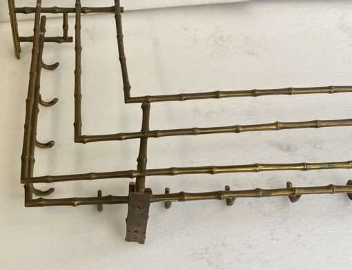 1970′ Porte Manteaux Et Chapeaux D' Angle Mural  Decor Bambou Maison Baguès en Bronze  113 X 73 H 20 cm – Image 16