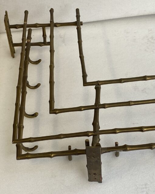 1970′ Porte Manteaux Et Chapeaux D' Angle Mural  Decor Bambou Maison Baguès en Bronze  113 X 73 H 20 cm – Image 15