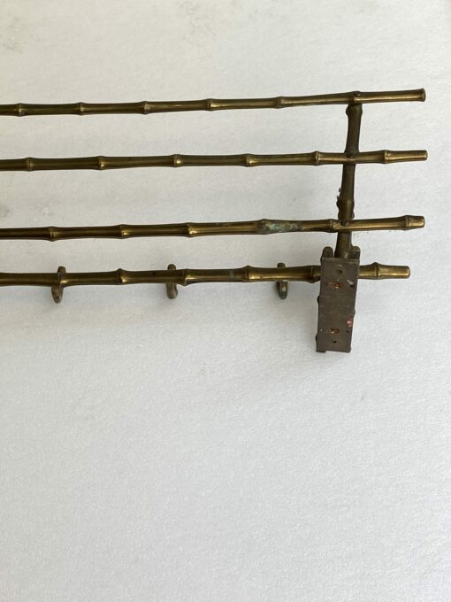 1970′ Porte Manteaux Et Chapeaux D' Angle Mural  Decor Bambou Maison Baguès en Bronze  113 X 73 H 20 cm – Image 14