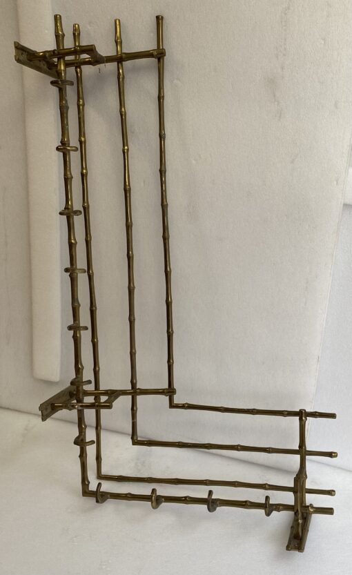 1970′ Porte Manteaux Et Chapeaux D' Angle Mural  Decor Bambou Maison Baguès en Bronze  113 X 73 H 20 cm – Image 9