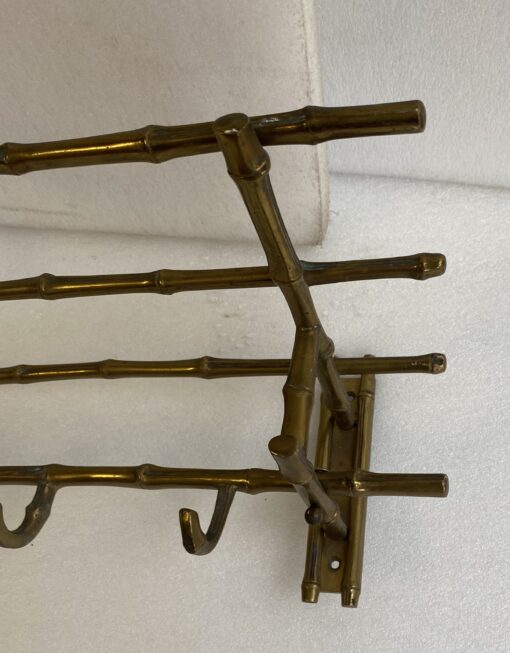 1970′ Porte Manteaux Et Chapeaux D' Angle Mural  Decor Bambou Maison Baguès en Bronze  113 X 73 H 20 cm – Image 8
