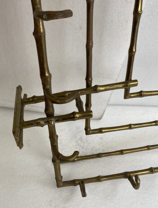 1970′ Porte Manteaux Et Chapeaux D' Angle Mural  Decor Bambou Maison Baguès en Bronze  113 X 73 H 20 cm – Image 5