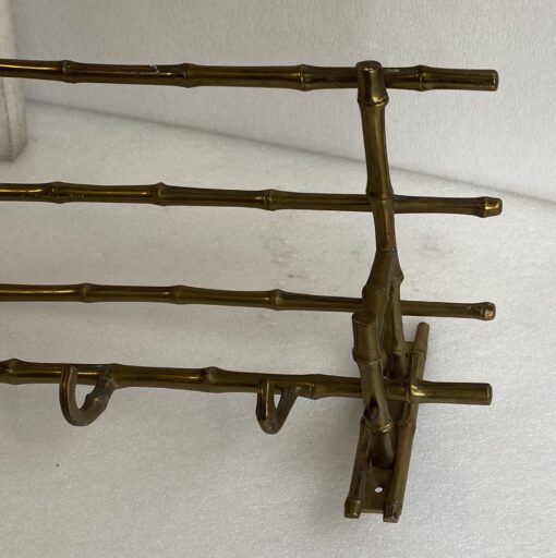 1970′ Porte Manteaux Et Chapeaux D' Angle Mural  Decor Bambou Maison Baguès en Bronze  113 X 73 H 20 cm – Image 4