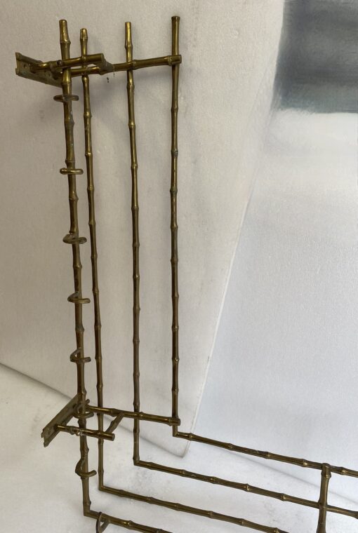 1970′ Porte Manteaux Et Chapeaux D' Angle Mural  Decor Bambou Maison Baguès en Bronze  113 X 73 H 20 cm – Image 3