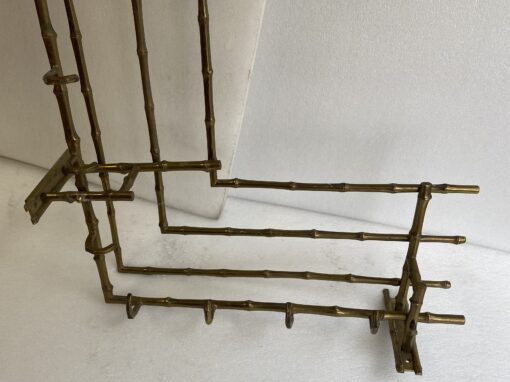 1970′ Porte Manteaux Et Chapeaux D' Angle Mural  Decor Bambou Maison Baguès en Bronze  113 X 73 H 20 cm – Image 2