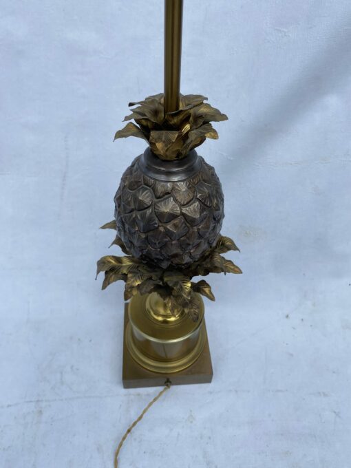 1950/70 Bronze Pineapple Lamp, Brass Lampshade, Signed Charles & Fils Made In France - Image 8