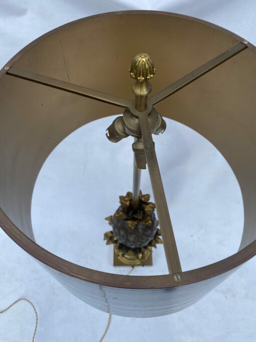 1950/70 Bronze Pineapple Lamp, Brass Lampshade, Signed Charles & Fils Made In France - Image 17