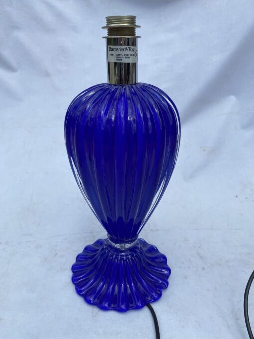 1980' Barovier & Toso Blue Lamp Signed H 43 Ø 19 cm
