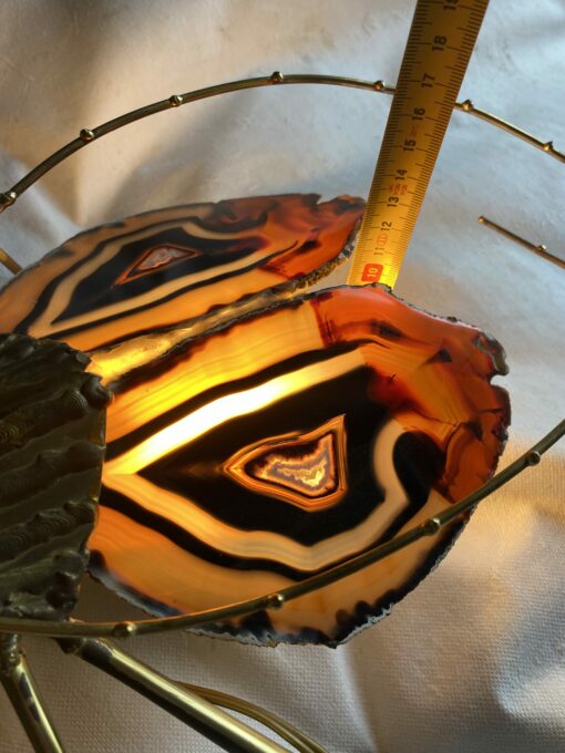 1970' Illuminating Wall Lamp Cicada in Gilt Bronze and Agates Style Duval Brasseur Or Isabelle Faure 30 X 41 cm - Image 8