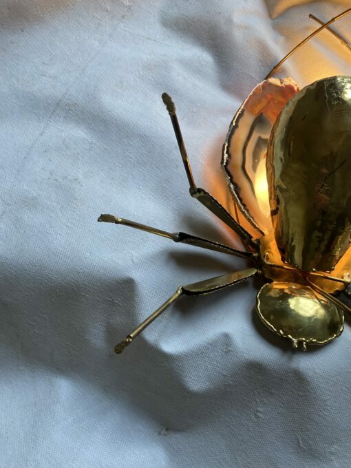 1970' Illuminating Wall Lamp Cicada in Gilt Bronze and Agates Style Duval Brasseur Or Isabelle Faure 30 X 41 cm - Image 4