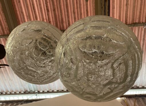 1970′ 2 Lustres Doria Leuchten Boule et Ovale  Verre Soufflé Design Venini Murano Ø 33 cm – Image 3