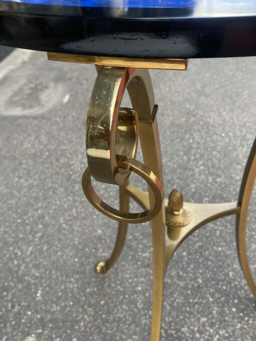 1990′ Guéridon Maison Charles en Bronze Avec Plateau A Motifs Géométriques Ø 60 cm H 71 cm – Image 5