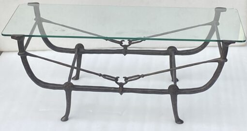 1980' Modernist Patinated Bronze Table DLG Model Analogous to Diego Giacometti Creations 92 X 35 H 38 cm - Image 8