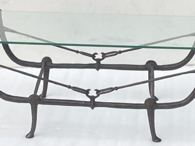 1980' Modernist Patinated Bronze Table DLG Model Analogous to Diego Giacometti Creations 92 X 35 H 38 cm
