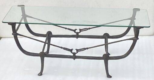 1980' Modernist Patinated Bronze Table DLG Model Analogous to Diego Giacometti Creations 92 X 35 H 38 cm