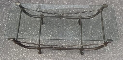 1980' Modernist Patinated Bronze Table DLG Model Analogous to Diego Giacometti Creations 92 X 35 H 38 cm - Image 3