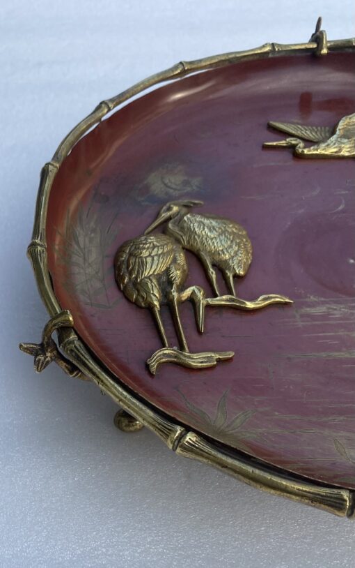 1850' Bronze Plate With Japanese Patterns Bamboo Decor By Alphonse Giroux (1776-1848) - Image 15