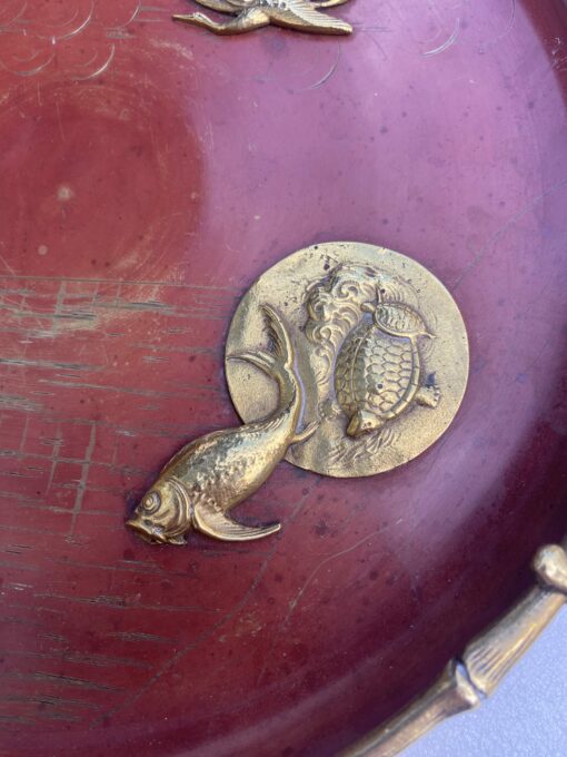 1850' Bronze Plate With Japanese Patterns Bamboo Decor By Alphonse Giroux (1776-1848) - Image 9